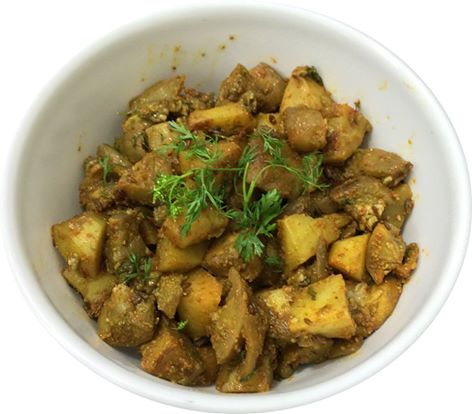 Sukhe Baingan Aloo / Berenjena y Patatas en Masala